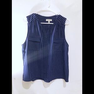 Navy Striped Cutoff Top